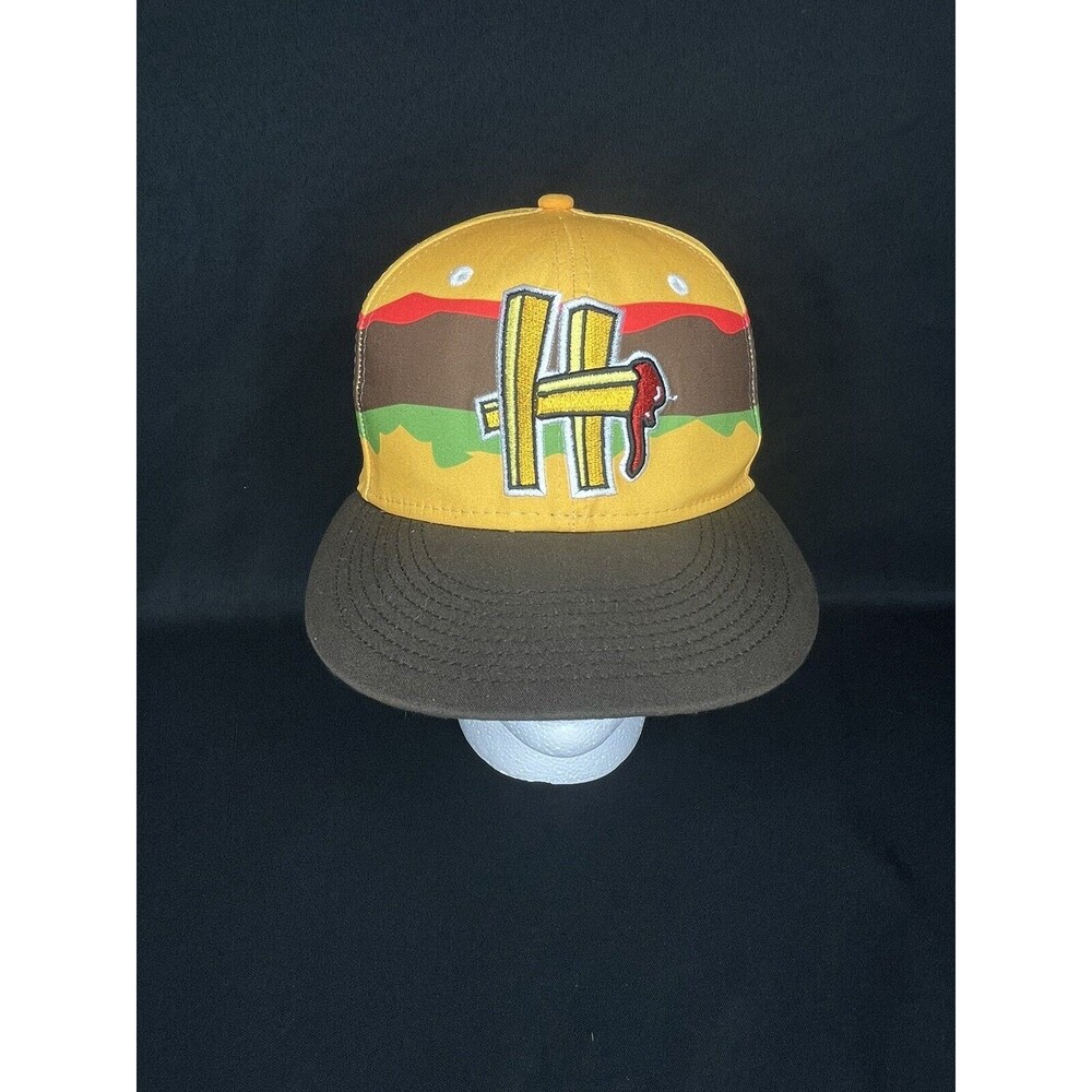 New Era Hartford Steamed Cheeseburgers Hat Fitted 6 7/8 SnapBack Yard Goats MLB